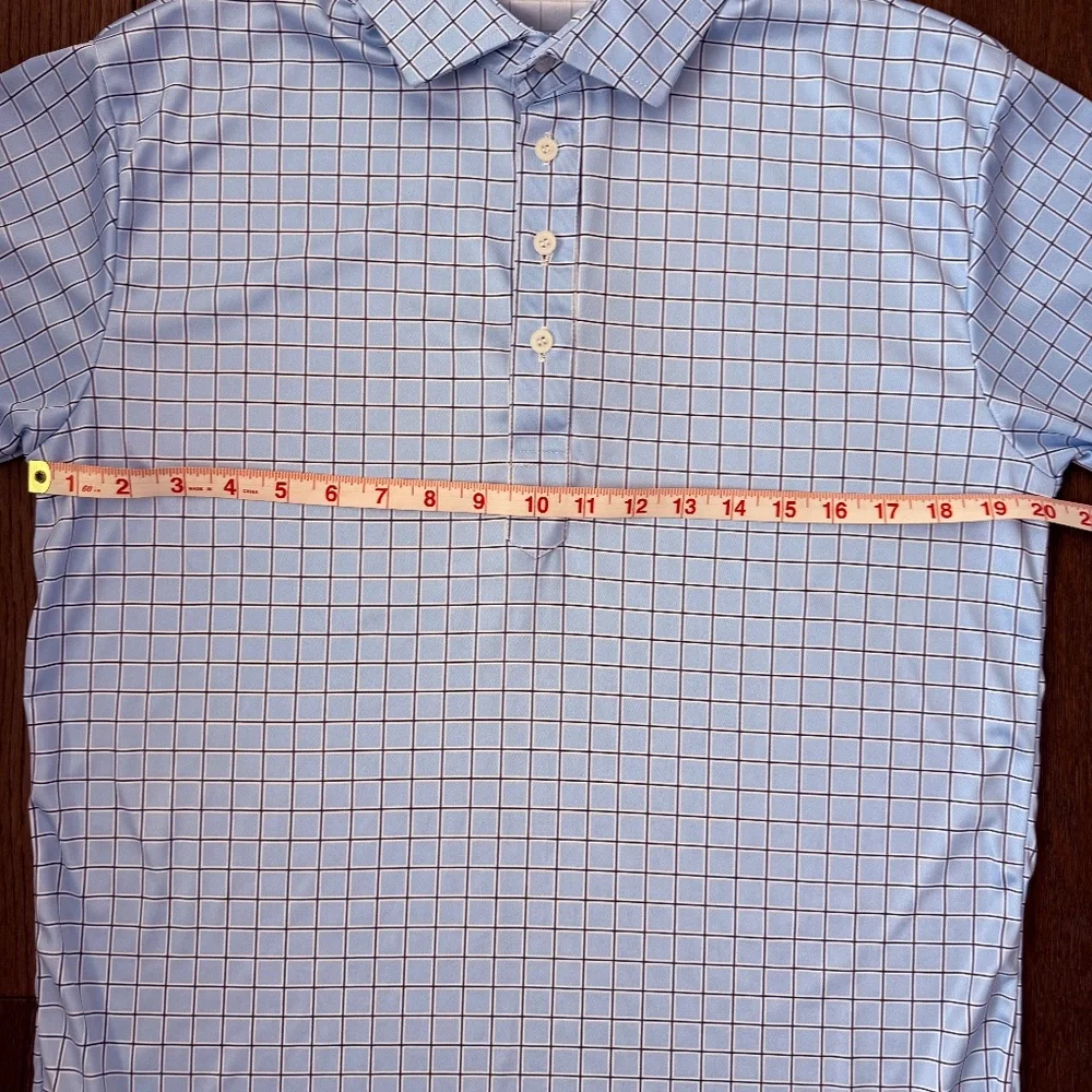 Collars & Co. Performance Polo - Men’s Medium - Blue Windowpane Grid - Picture 5 of 6